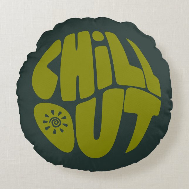 Hand drawn lettering phrase in the shape of a ball round cushion (Front)