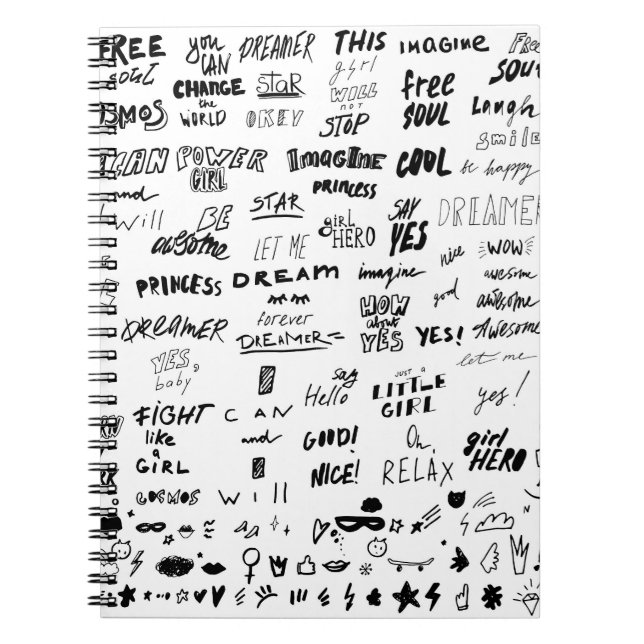 Hand-drawn lettering, typography doodle collection notebook (Front)
