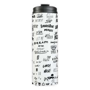 Hand-drawn lettering, typography doodle collection thermal tumbler