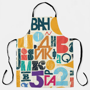 Hand-drawn letters: vintage seamless design. apron