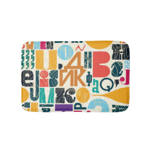 Hand-drawn letters: vintage seamless design. bath mat