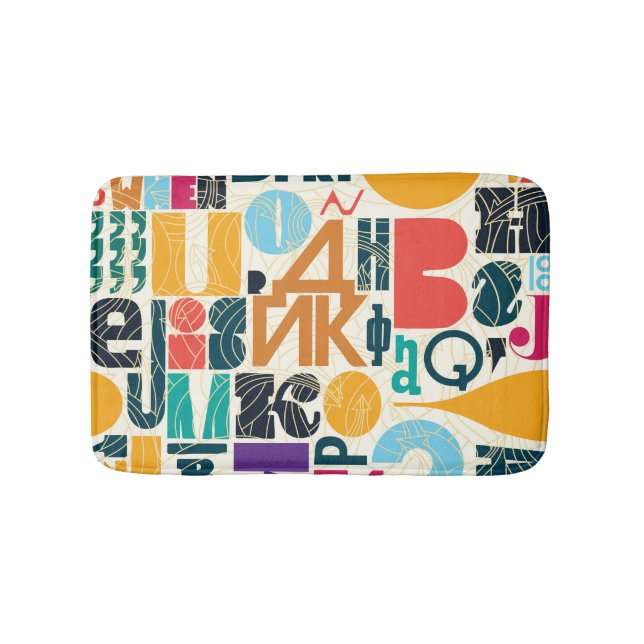 Hand-drawn letters: vintage seamless design. bath mat (Front)