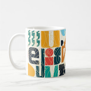 Hand-drawn letters: vintage seamless design. coffee mug