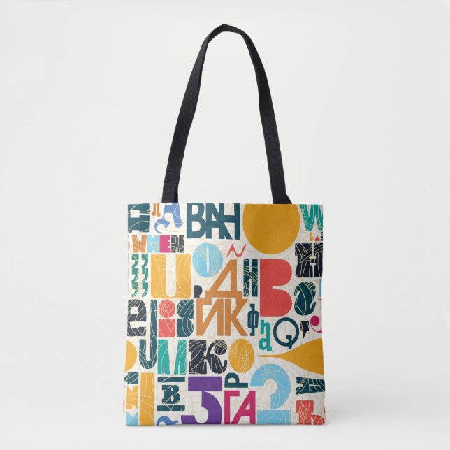 Hand-drawn letters: vintage seamless design. tote bag (Front)