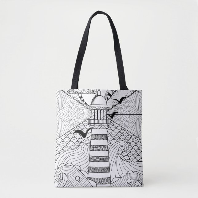 Hand Drawn Lighthouse Doodle 2 Tote Bag (Front)
