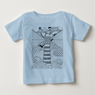 Hand Drawn Lighthouse Doodle Baby T-Shirt