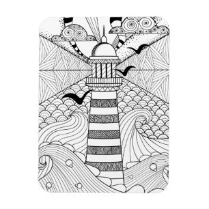 Hand Drawn Lighthouse Doodle Magnet