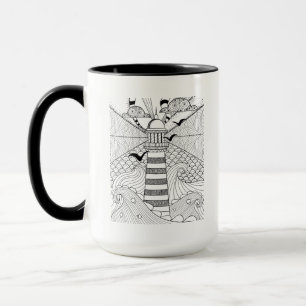 Hand Drawn Lighthouse Doodle Mug