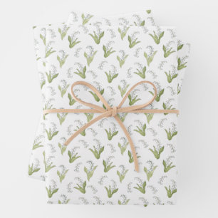 Hand-Drawn Lily of the Valley Summer Wildflower Wrapping Paper Sheet