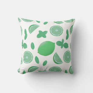 Hand Drawn Lime and Mint Botanical Pillow