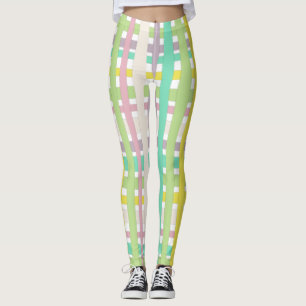 Hand Drawn Lines Colorful Striped Plaid Leggings