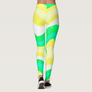 Hand Drawn Lines Colorful Striped Waves Leggings