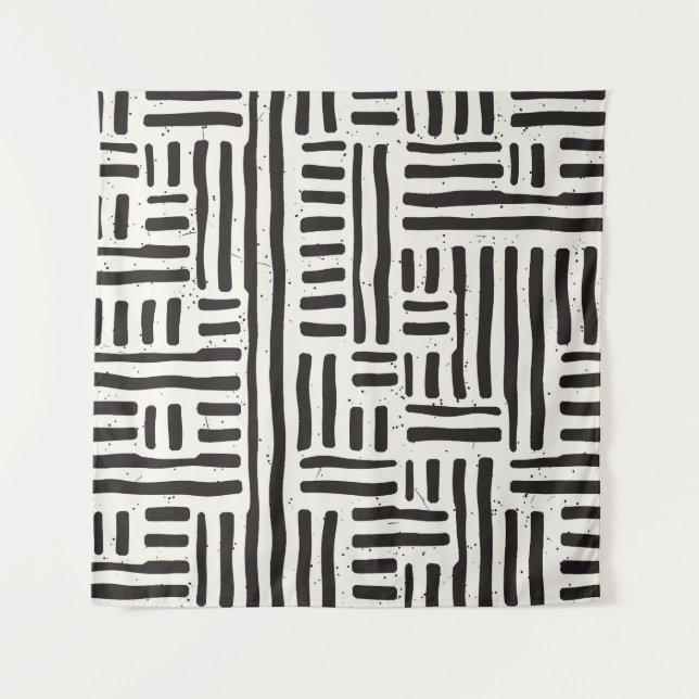 Hand-drawn lines, grungy seamless texture. tapestry (Front)
