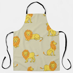 Hand-drawn lion: vintage pattern. apron