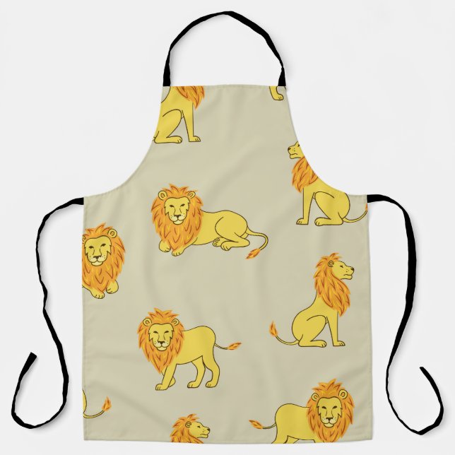 Hand-drawn lion: vintage pattern. apron (Front)