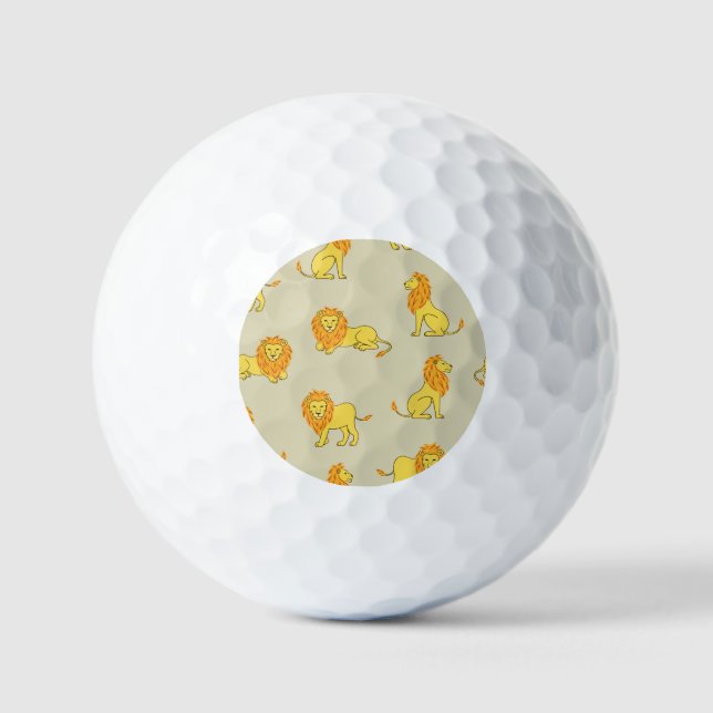 Hand-drawn lion: vintage pattern. golf balls (Front)