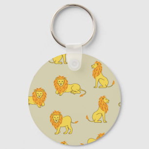Hand-drawn lion: vintage pattern. key ring