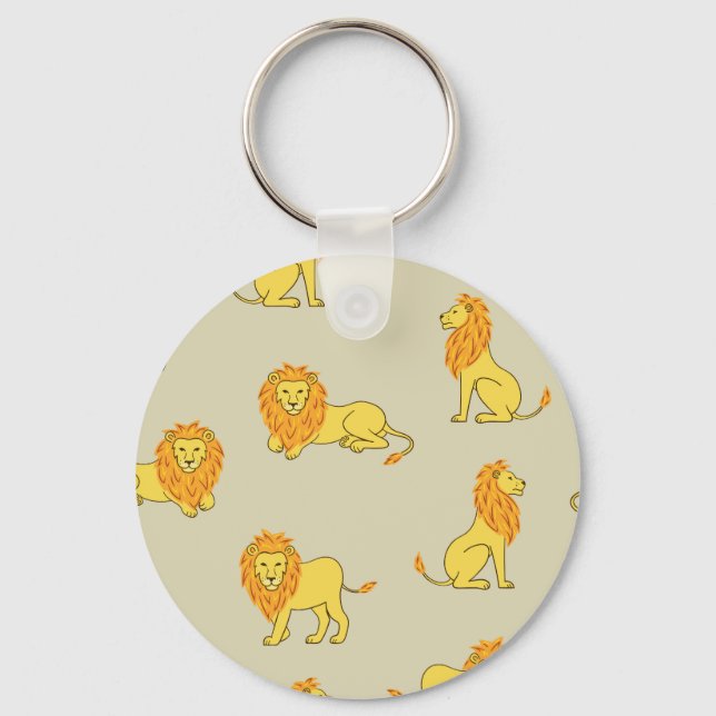 Hand-drawn lion: vintage pattern. key ring (Front)