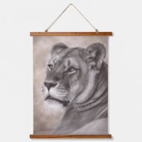 Hand Drawn Lioness Wildlife Art