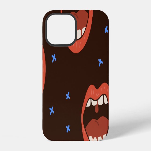 Hand-Drawn Lips: Cute Mouth Pattern. iPhone Case (Back)