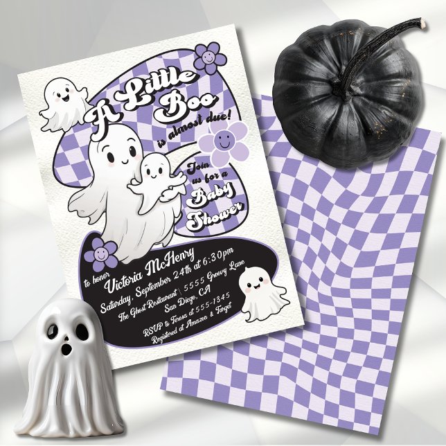 Hand Drawn Little Boo Ghost Halloween Baby Shower Invitation (Creator Uploaded)