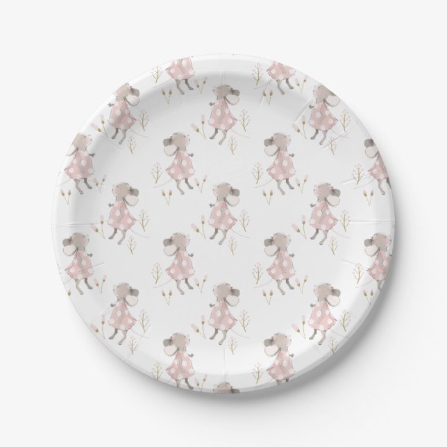 hand drawn little mouse pattern paper plate (Front)