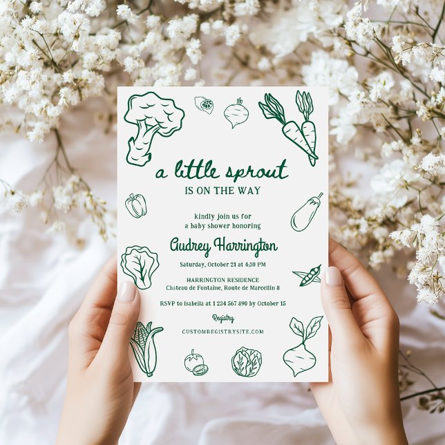 Hand Drawn Little Sprout Locally Grown Baby Shower Invitation (Creator Uploaded)