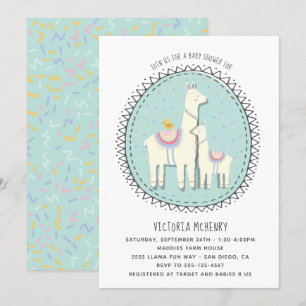 Hand drawn Llama Baby Shower Invitation