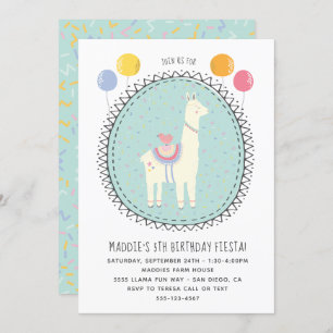 Hand drawn Llama Birthday Party Invitation