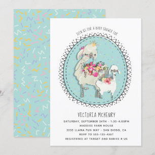 Hand drawn Llama Mamma Baby Shower Invitation