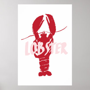 Hand-drawn lobster with hand-written text poster