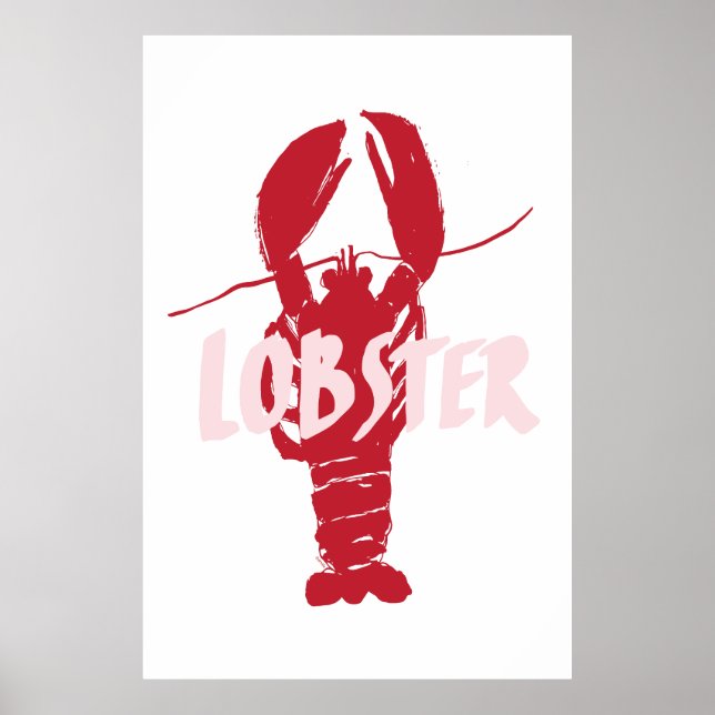 Hand-drawn lobster with hand-written text poster (Front)