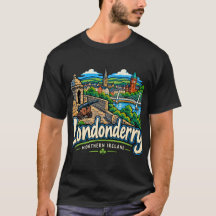 Hand Drawn Londonderry Northern Ireland Travel Art