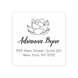 Hand Drawn Lotus Flower Rubber Stamp