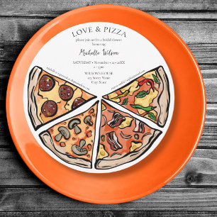 Hand Drawn Love and Pizza Italian Bridal Invitation