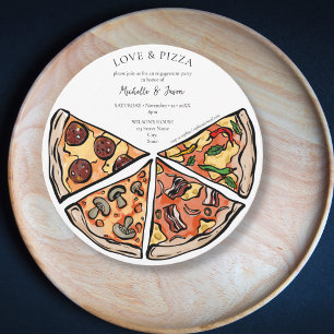 Hand Drawn Love and Pizza Italian Engagement Invitation