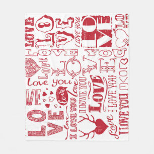 Hand-drawn love doodles, charming pattern. fleece blanket