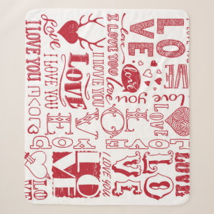 Hand-drawn love doodles, charming pattern. sherpa blanket