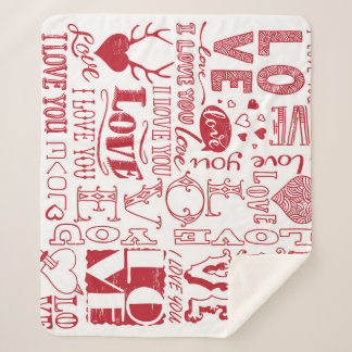 Hand-drawn love doodles, charming pattern. sherpa blanket