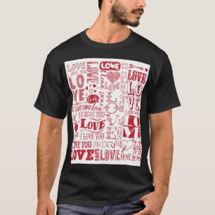 Hand-drawn love doodles, charming pattern. T-Shirt