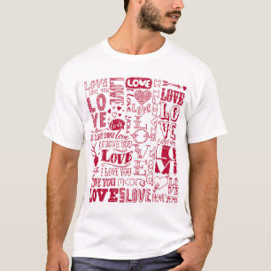 Hand-drawn love doodles, charming pattern. T-Shirt