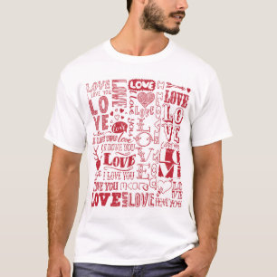 Hand-drawn love doodles, charming pattern. T-Shirt
