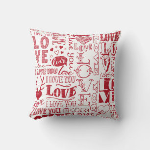 hand-drawn love doodles cushion