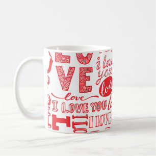 Hand-Drawn Love Doodles Seamless Background Coffee Mug