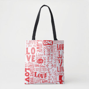 Hand-Drawn Love Doodles Seamless Background Tote Bag