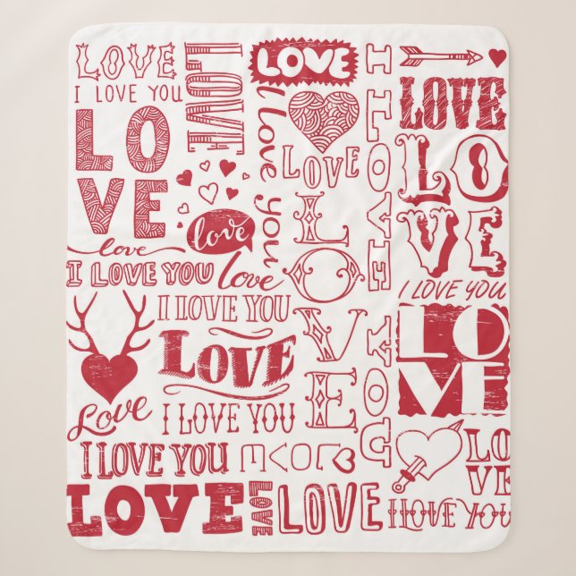 hand-drawn love doodles  sherpa blanket (Front)