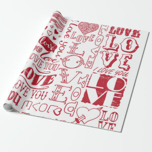 hand-drawn love doodles wrapping paper