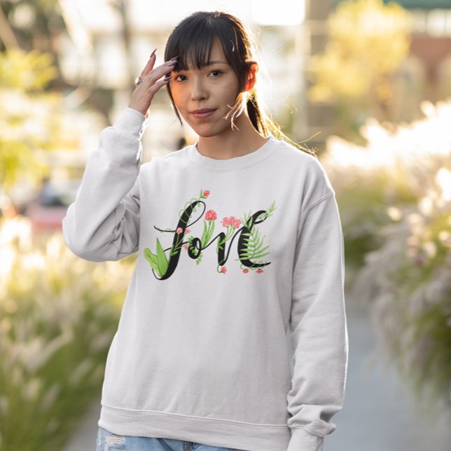 Hand Drawn Love Flowers Sweatshirt (Creator Uploaded)