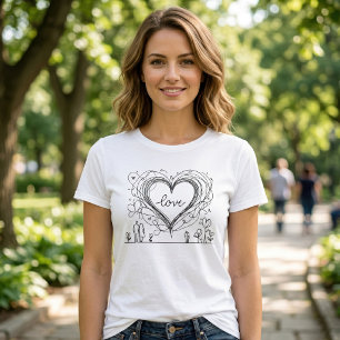 Hand-Drawn Love Heart Minimalist Illustration T-Shirt