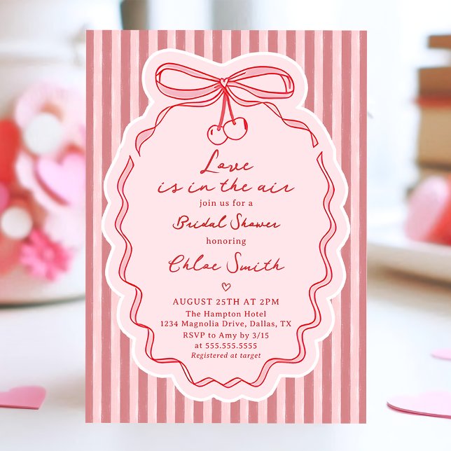 Hand Drawn Love Is In The Air Bow Bridal Shower Invitation (Creator Uploaded)
